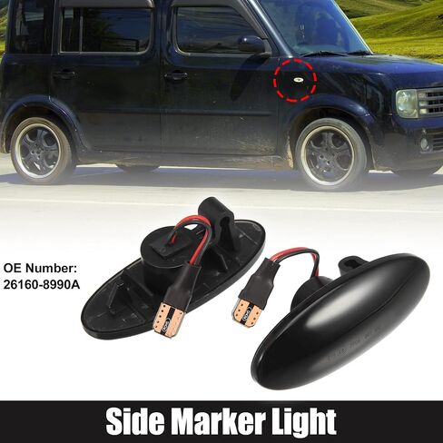 X AUTOHAUX 1 Pair Car Markers Accessories Side Marker Lights Turn Signal Light Assembly 26160-8990A for Nissan Cube 2009-2014 Black Lens in Saudi Arabia