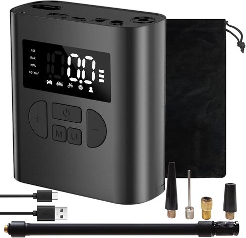 Tire Inflator Portable Air Compressor, 150PSI Ultra Fast Electric Air Pump for Car Tires, Bike, Motorcycle, and Ball, with Accurate Digital Pressure Gauge, DC 5V Output, LED Screen and Light in Saudi Arabia