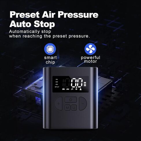 Tire Inflator Portable Air Compressor, 150PSI Ultra Fast Electric Air Pump for Car Tires, Bike, Motorcycle, and Ball, with Accurate Digital Pressure Gauge, DC 5V Output, LED Screen and Light in Saudi Arabia