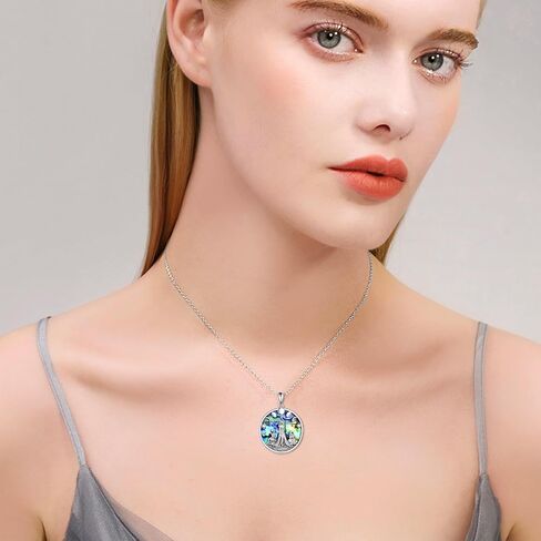 Pentagram Necklace Triple Moon Goddess Pendant 925 Sterling Silver Trinity Celtic Knot Abalone Shell Wiccan Jewelry Gift for Women Girls in Saudi Arabia