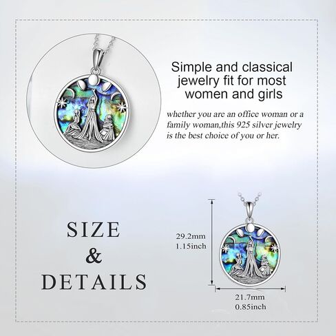 Pentagram Necklace Triple Moon Goddess Pendant 925 Sterling Silver Trinity Celtic Knot Abalone Shell Wiccan Jewelry Gift for Women Girls in Saudi Arabia
