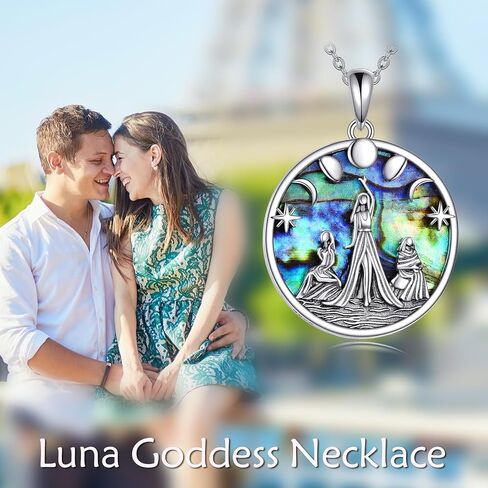 Pentagram Necklace Triple Moon Goddess Pendant 925 Sterling Silver Trinity Celtic Knot Abalone Shell Wiccan Jewelry Gift for Women Girls in Saudi Arabia