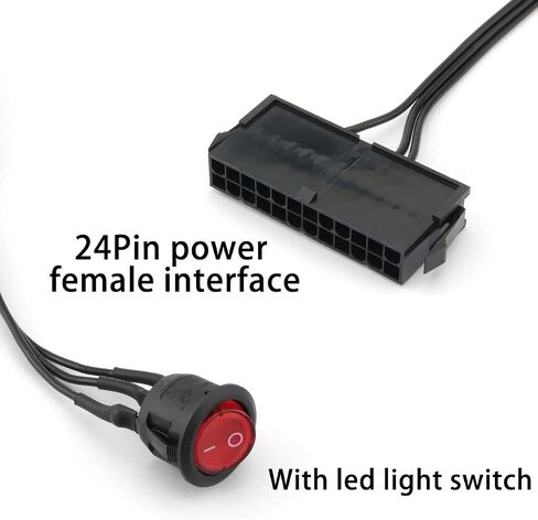 كابل اختبار خط البداية 24P لإمداد الطاقة 50 سم 24 دبوس ATX أحمر LED مفتاح تشغيل/إيقاف الطاقة كابل الجسر الطائر in Saudi Arabia