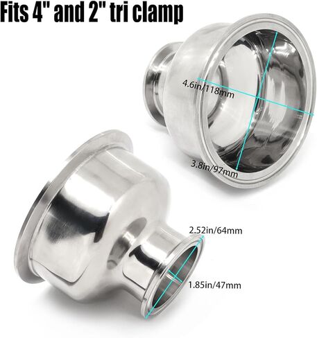 ثلاثي المشبك وعاء المخفض الفولاذ المقاوم للصدأ 304 تركيبات صحية الثقيلة ثلاثي المشبك الحجم (4 بوصة × 2 بوصة) in Kuwait