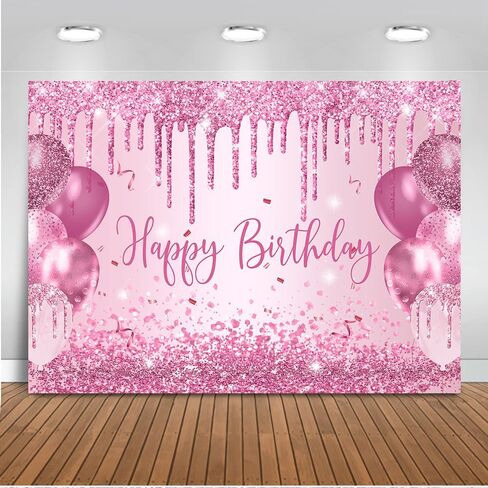 Mocsicka Purple Birthday Backdrop Glitter Balloon Woman Happy Birthday Party Decorations Glitter Girls Sweet 16 18th 21th Birthday Party Decorations Cake Table Supplies (Purple, 7x5ft) in Saudi Arabia