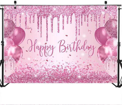 Mocsicka Purple Birthday Backdrop Glitter Balloon Woman Happy Birthday Party Decorations Glitter Girls Sweet 16 18th 21th Birthday Party Decorations Cake Table Supplies (Purple, 7x5ft) in Saudi Arabia