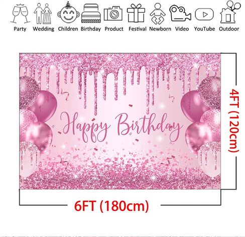 Mocsicka Purple Birthday Backdrop Glitter Balloon Woman Happy Birthday Party Decorations Glitter Girls Sweet 16 18th 21th Birthday Party Decorations Cake Table Supplies (Purple, 7x5ft) in Saudi Arabia