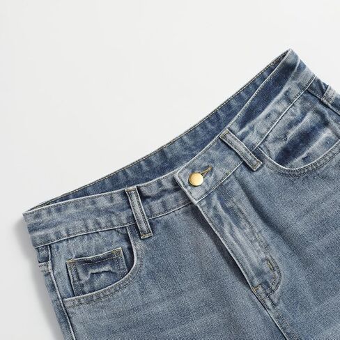 Women's Casual Fashion Loose Button Hole Straight Jeans in Saudi Arabia