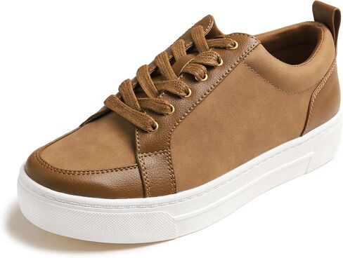 FEVERSOLE Women's Comfort Lightweight Sneaker Vegan Leather Platform Casual Walking Shoes in Kuwait