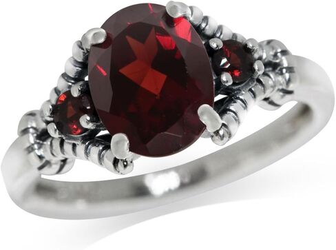 Silvershake 9x7MM Oval Genuine Gemstone 925 Sterling Silver Unique Ridge Design Right Hand Cocktail Ring Jewelry for Women in Saudi Arabia