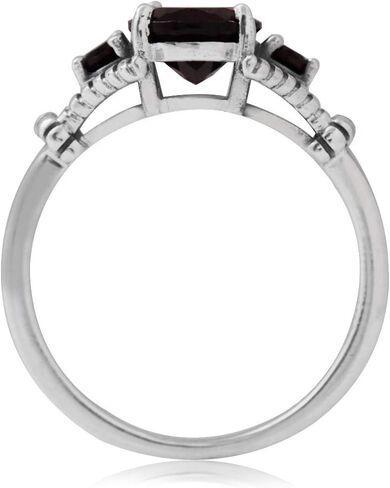 Silvershake 9x7MM Oval Genuine Gemstone 925 Sterling Silver Unique Ridge Design Right Hand Cocktail Ring Jewelry for Women in Saudi Arabia