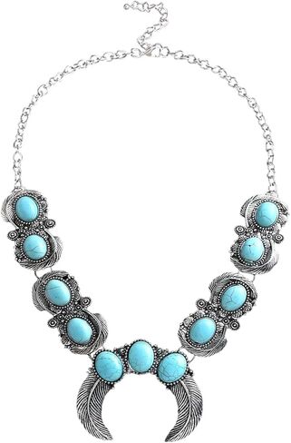 قلادة الغربية للنساء قلادة الفيروز للنساء المبالغة البوهيمي قلادة القمر قلادة قلادة بوهو قلادة خمر المختنق قلادة هدايا المجوهرات الغربية للنساء الفتيات in Kuwait