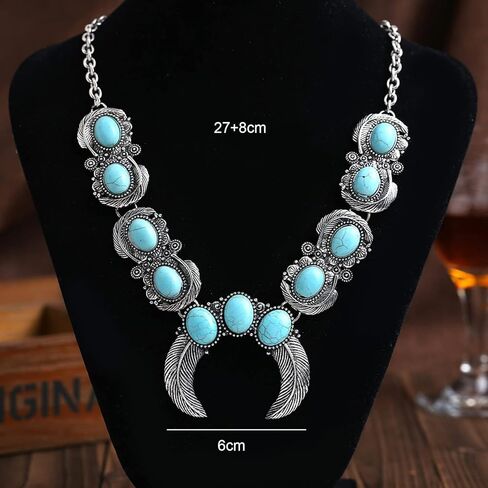 قلادة الغربية للنساء قلادة الفيروز للنساء المبالغة البوهيمي قلادة القمر قلادة قلادة بوهو قلادة خمر المختنق قلادة هدايا المجوهرات الغربية للنساء الفتيات in Kuwait