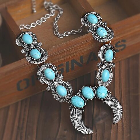 قلادة الغربية للنساء قلادة الفيروز للنساء المبالغة البوهيمي قلادة القمر قلادة قلادة بوهو قلادة خمر المختنق قلادة هدايا المجوهرات الغربية للنساء الفتيات in Kuwait