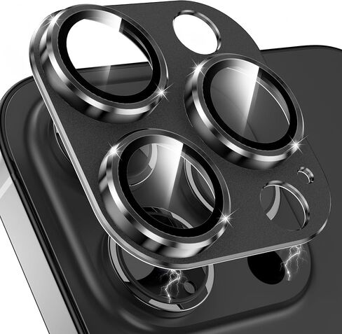 YMHML for iPhone 15 Pro/iPhone 15 Pro Max Camera Lens Protector, Tempered Glass Alloy Metal Full Cover Drop Protection Case Friendly Camera Protector Accessories [Night Shooting],Black Titanium in Saudi Arabia