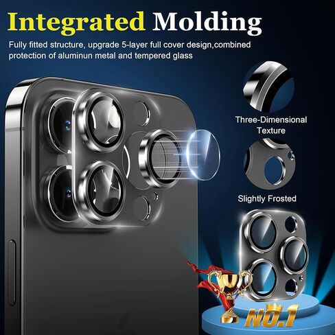 YMHML for iPhone 15 Pro/iPhone 15 Pro Max Camera Lens Protector, Tempered Glass Alloy Metal Full Cover Drop Protection Case Friendly Camera Protector Accessories [Night Shooting],Black Titanium in Saudi Arabia