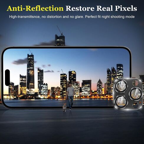 YMHML for iPhone 15 Pro/iPhone 15 Pro Max Camera Lens Protector, Tempered Glass Alloy Metal Full Cover Drop Protection Case Friendly Camera Protector Accessories [Night Shooting],Black Titanium in Saudi Arabia