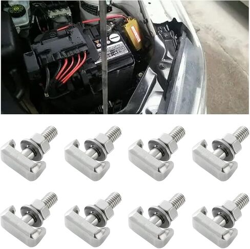 8 Pcs Battery Terminal T-Bolt Kit, Stainless Steel M6 Battery Cable Tensioner Bolt, Extender T-Bolt Compatible Replacement with Nut and Washer, Universal Replace Accessory for Car, SUV, Truck in Saudi Arabia