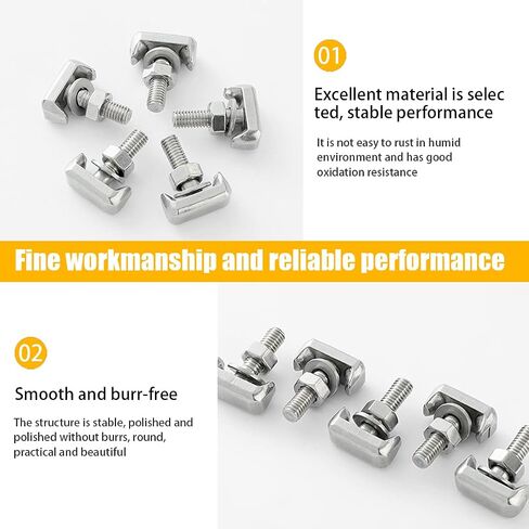 8 Pcs Battery Terminal T-Bolt Kit, Stainless Steel M6 Battery Cable Tensioner Bolt, Extender T-Bolt Compatible Replacement with Nut and Washer, Universal Replace Accessory for Car, SUV, Truck in Saudi Arabia