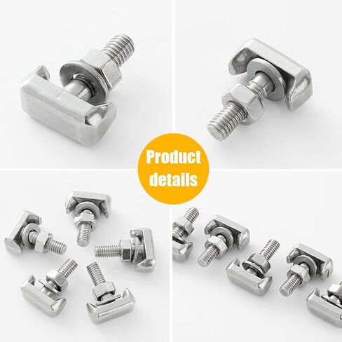 8 Pcs Battery Terminal T-Bolt Kit, Stainless Steel M6 Battery Cable Tensioner Bolt, Extender T-Bolt Compatible Replacement with Nut and Washer, Universal Replace Accessory for Car, SUV, Truck in Saudi Arabia