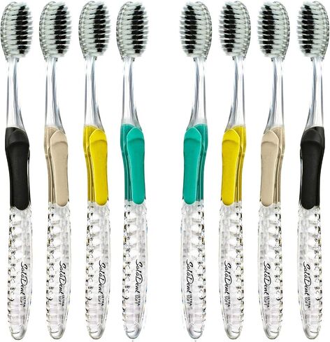 Toothbrush Ultra Soft, Silver & Charcoal for Sensitive Teeth and Gums (Pack of 4) Colors May Vary in Saudi Arabia
