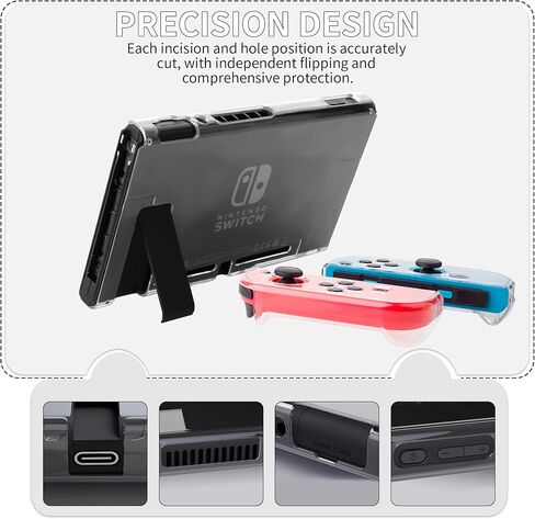Black Carrying Case Compatible with Nintendo Switch OLED, Switch Travel Case Set with Clear Protective Cover, Glass Screen Protector, 2 Flip Game Card Case, 10 Thumb Grip Caps in Kuwait