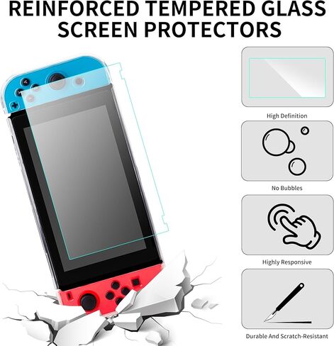 Black Carrying Case Compatible with Nintendo Switch OLED, Switch Travel Case Set with Clear Protective Cover, Glass Screen Protector, 2 Flip Game Card Case, 10 Thumb Grip Caps in Kuwait