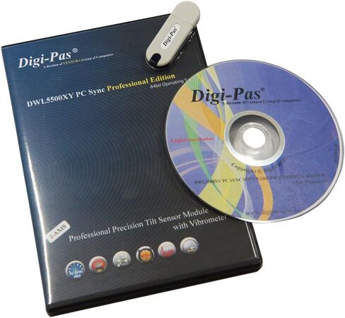 وحدة مستشعر الميل الرقمي Digi-Pas 2-AXIS عالية الدقة، مستشعر زاوية الإمالة، مقياس الميل، DWL5500XY 0.0002 بوصة/قدم (0.02 مم/م) NIST-قابل للتتبع... (5. برنامج DWL5500XY PRO) in Kuwait