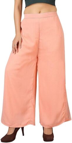 بنطلون بالازو عالي الخصر للنساء من جورجيت، ساق واسعة، مقاس كبير مريح، ملابس كاجوال وحفلات | فتحة لتصميم الطبقات المضيئة in Kuwait