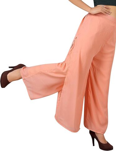 بنطلون بالازو عالي الخصر للنساء من جورجيت، ساق واسعة، مقاس كبير مريح، ملابس كاجوال وحفلات | فتحة لتصميم الطبقات المضيئة in Kuwait