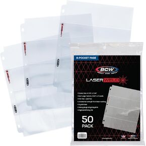 LaserWeld® 8-Pocket Binder Card Sleeves | Card Pages for Binders | Card Sheets for Binder | Card Sleeve Pages for Vintage Sports Cards (1948–1985) | Acid-Free, Archival-Grade | 50 Pack in Saudi Arabia