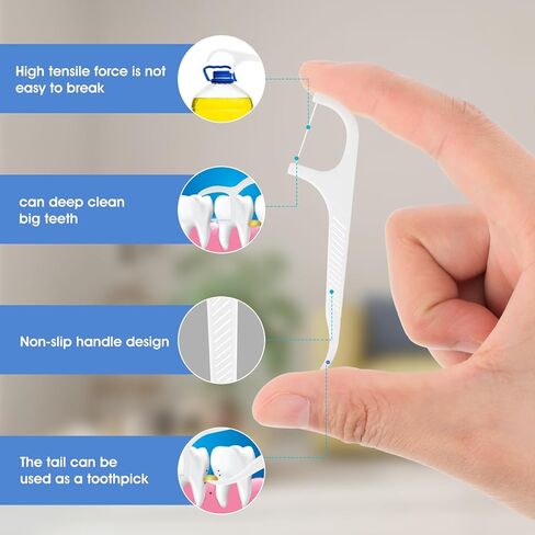 Dental Floss Portable Case Travel Floss Storage Case Toothpicks Dispenser Refillable Dental Floss Container with 10 Picks Automatic Floss Stick Organizer for Oral Care (White+Blue+Green+Pink) in Saudi Arabia