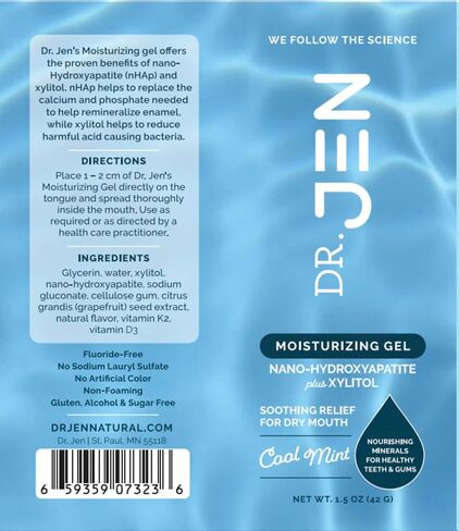 Dr Jen Moisturizing Gel, Dry Mouth Relief with Real Nano-Hydroxyapatite Plus Xylitol, All Day Soothing and Nourishing Minerals(1.5 Ounce) in Saudi Arabia