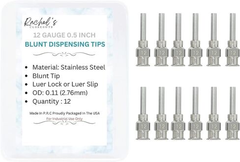 Rachel's Closeouts 12 Packs of 12 Gauge Needle 0.5-inch Stainless Steel Blunt Tip Needle Industrial Dispensing Needle | Luer Lock Needle | Syringe Needles | in Saudi Arabia
