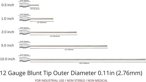 Rachel's Closeouts 12 Packs of 12 Gauge Needle 0.5-inch Stainless Steel Blunt Tip Needle Industrial Dispensing Needle | Luer Lock Needle | Syringe Needles | in Saudi Arabia