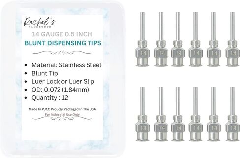 Rachel's Closeouts 12 Packs of 12 Gauge Needle 0.5-inch Stainless Steel Blunt Tip Needle Industrial Dispensing Needle | Luer Lock Needle | Syringe Needles | in Saudi Arabia
