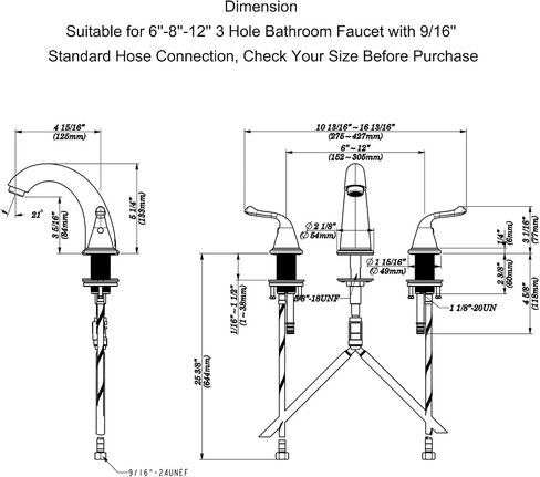 Widespread Bathroom Faucets 3 Hole, Brushed Nickel for Sink 8 Inch RV Vanity Faucets for 6-12 Inch with Pop-up Drain Supply Line Made of Heavy-Duty Thickened Zinc and Metal (Brushed Nickel) in Saudi Arabia