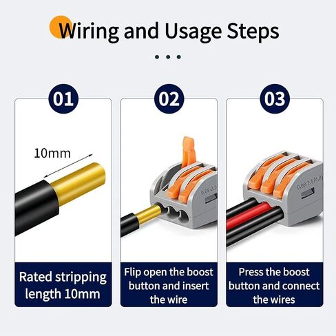44 PCS Lever Wire Connectors Nuts Kit - 1/2/3 Port Push-in Quick Connect Inline Splices - Professional Electrical Butt Terminals Splicing Kit for Home Lighting & Car Audio, AWG 28-12 in Kuwait