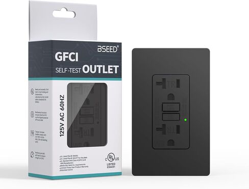BSEED GFCI Outlet 20 Amp, Self-Test GFI Electrical Outlet with LED Indicator, Weather & Tamper Resistant GFCI Receptacle, Ground Fault Circuit Interrupters with Wall Plate, UL Listed, Black in Kuwait