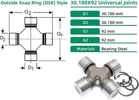 1PC 30.188x92mm U-Joints Bearing 5-178X GU2200 Universal Joints Bearings Engine Parts in Saudi Arabia