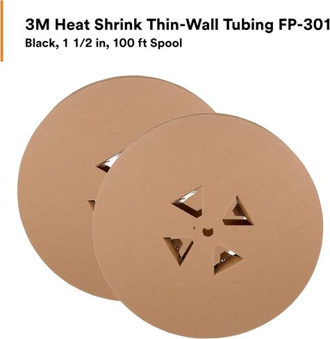 3m حرارة تقلص أنابيب رقيقة الجدار FP-301 ، اللون الأسود ، 2 إلى 1 تقليص ، حماية عالية القوة ، عزل كهربائي ، 1 1/2 في ، 100 قدم بكرة ، بكرة واحدة in Kuwait