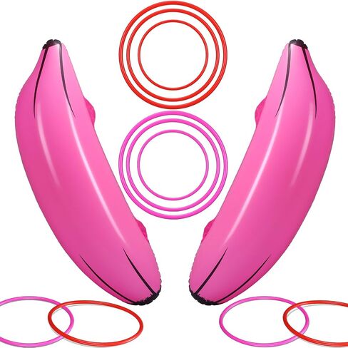 Leitee قابلة للنفخ حلقة Ring Riss تشمل 2 قطع 26 "الموز مع 6 قطع حلقات قسوة البلاستيك لزخارف الزفاف للدش الزفاف لزخارف حمام السباحة لحفل الخطوبة in Saudi Arabia