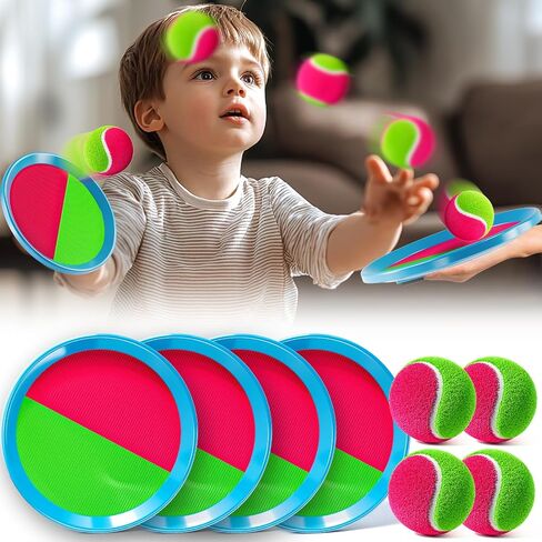 Toss and Catch Ball Game Set, Beach Outdoor Toys for Kids Boys with Paddle, Balls and Storage Bag, Yard Backyard Outside Indoor Toys Games Gifts for Kids Boys Girls Ages 3 4 5 6 7 8 9 10 in Kuwait