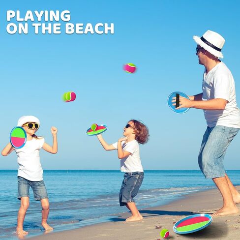 Toss and Catch Ball Game Set, Beach Outdoor Toys for Kids Boys with Paddle, Balls and Storage Bag, Yard Backyard Outside Indoor Toys Games Gifts for Kids Boys Girls Ages 3 4 5 6 7 8 9 10 in Kuwait