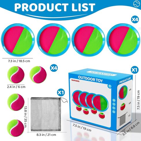 Toss and Catch Ball Game Set, Beach Outdoor Toys for Kids Boys with Paddle, Balls and Storage Bag, Yard Backyard Outside Indoor Toys Games Gifts for Kids Boys Girls Ages 3 4 5 6 7 8 9 10 in Kuwait