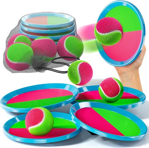 Toss and Catch Ball Game Set, Beach Outdoor Toys for Kids Boys with Paddle, Balls and Storage Bag, Yard Backyard Outside Indoor Toys Games Gifts for Kids Boys Girls Ages 3 4 5 6 7 8 9 10 in Kuwait