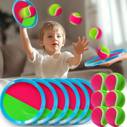 Toss and Catch Ball Game Set, Beach Outdoor Toys for Kids Boys with Paddle, Balls and Storage Bag, Yard Backyard Outside Indoor Toys Games Gifts for Kids Boys Girls Ages 3 4 5 6 7 8 9 10 in Kuwait
