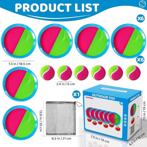 Toss and Catch Ball Game Set, Beach Outdoor Toys for Kids Boys with Paddle, Balls and Storage Bag, Yard Backyard Outside Indoor Toys Games Gifts for Kids Boys Girls Ages 3 4 5 6 7 8 9 10 in Kuwait