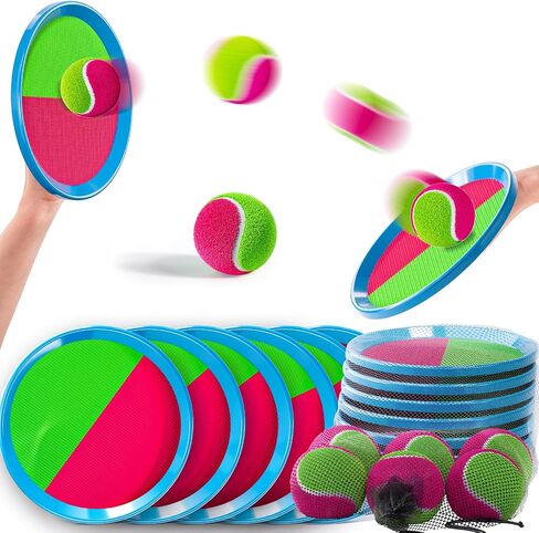 Toss and Catch Ball Game Set, Beach Outdoor Toys for Kids Boys with Paddle, Balls and Storage Bag, Yard Backyard Outside Indoor Toys Games Gifts for Kids Boys Girls Ages 3 4 5 6 7 8 9 10 in Kuwait