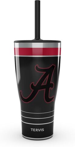 Tervis Traveler Alabama Crimson Tide - لعبة ليلية ثلاثية كوب سفر معزول مع عزل معزول يحافظ على المشروبات الباردة والساخنة ، 30 أوقية مع القش ، الفولاذ المقاوم للصدأ in Kuwait